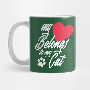 My Heart Belongs to My Cat Funny Valentine Calligraphy Mug